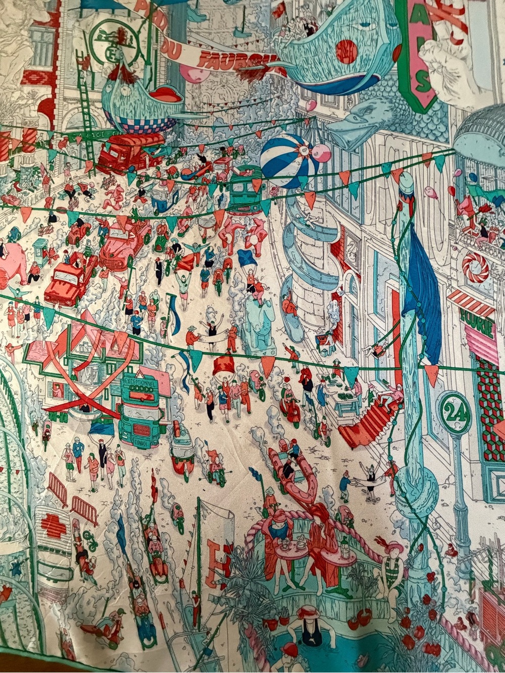 Hermes Le Grand Prix Du Faubourg Silk Scarf.